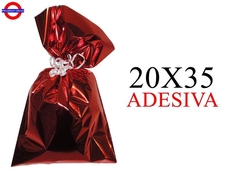 BUSTE POLIPROP.CON PATELLA ADESIVA METAL ROSSA 20X35