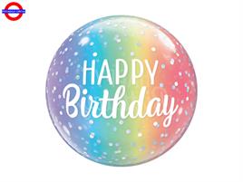 MYLAR HAPPY BIRTHDAY OMBRE E DOTS BUBBLES 22