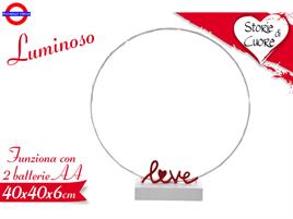 CERCHIO FERRO BIANCO CON BASE SCRIT.LOVE ø40cm CON LUCE