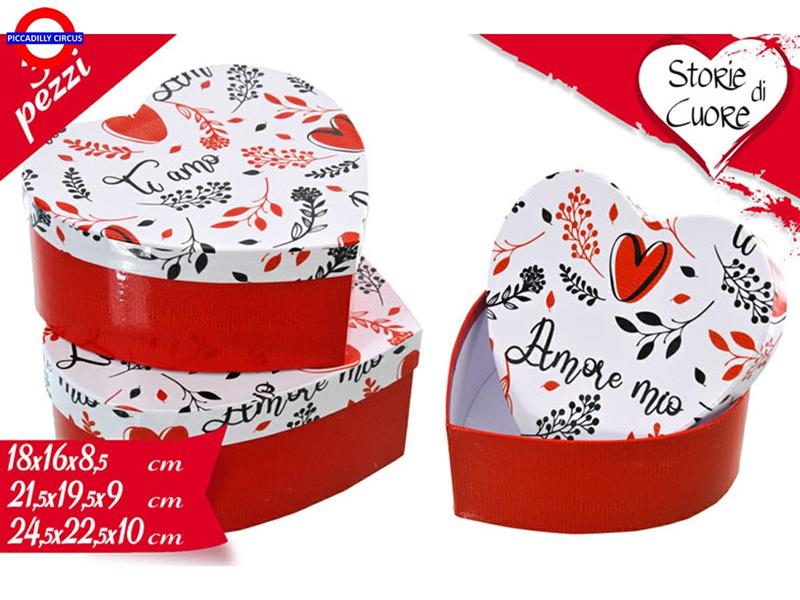 SET 3 SCATOLE CUORE ROSSO TAPPO TI AMO 25X20