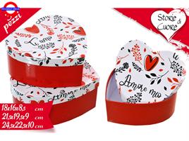 SET 3 SCATOLE CUORE ROSSO TAPPO TI AMO 25X20