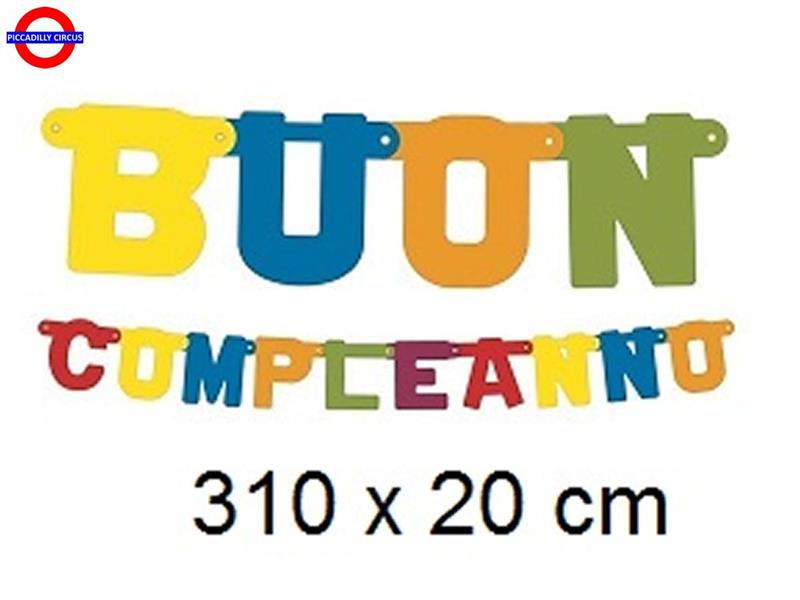 BUON COMPLEANNO FESTONE SCRITTA FIOCCO CM.330X20