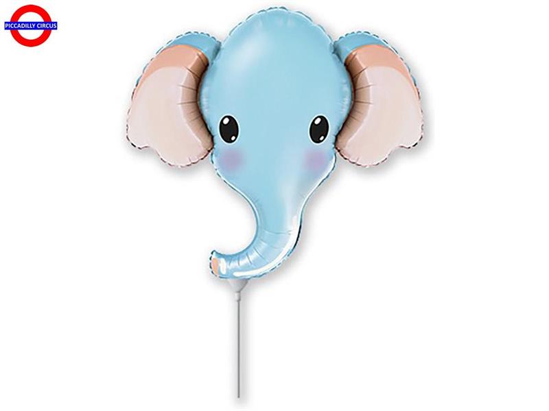 MYLAR ANIMAL MINI SHAPE TESTA ELEFANTE CELESTE