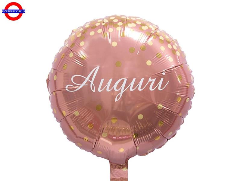 MYLAR AUGURI 18 ROSE GOLD CORIANDOLI ORO