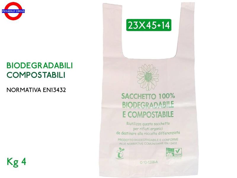 SHOPPER BIOCOMPOSTABILI 24X45+9 3Kg VERDE