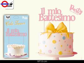 CAKE TOPPER IL MIO BATTESIMO ROSA CM.17X16