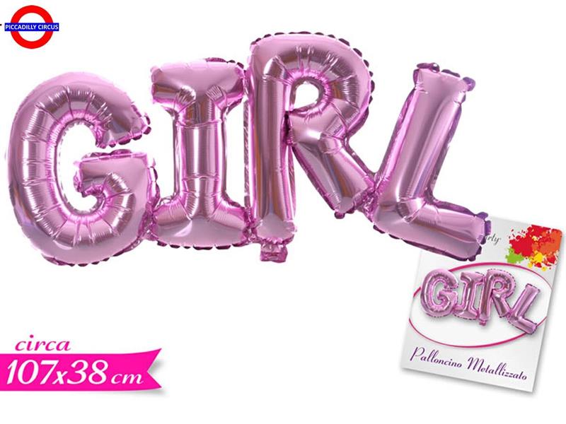 MYLAR NASCITA SCRITTA GIRL ROSA CM.107X38