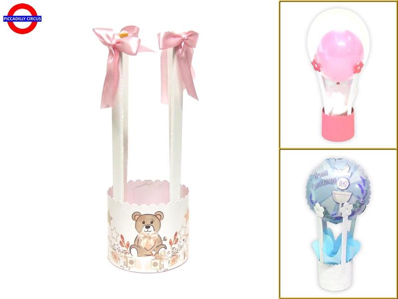 CESTINO MONGOLFIERA PICCOLO ORSO CUBI ROSA