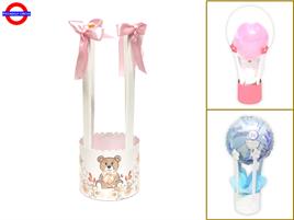 CESTINO MONGOLFIERA PICCOLO ORSO CUBI ROSA