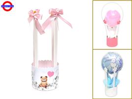 CESTINO MONGOLFIERA PICCOLO ORSO PALLONE ROSA