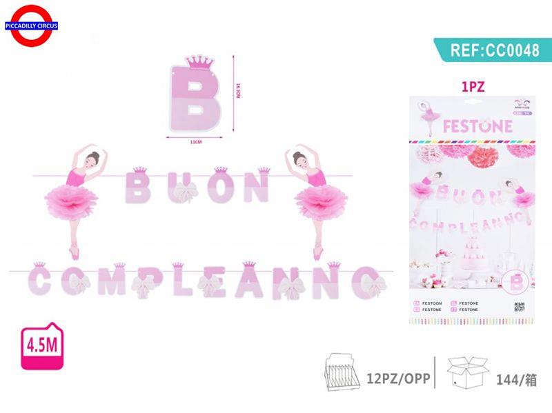 BUON COMPLEANNO FESTONE BALLERINE MT.4.5