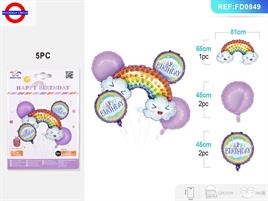 MYLAR HAPPY BIRTHDAY ARCOBALENO 1*81CM + 4*18