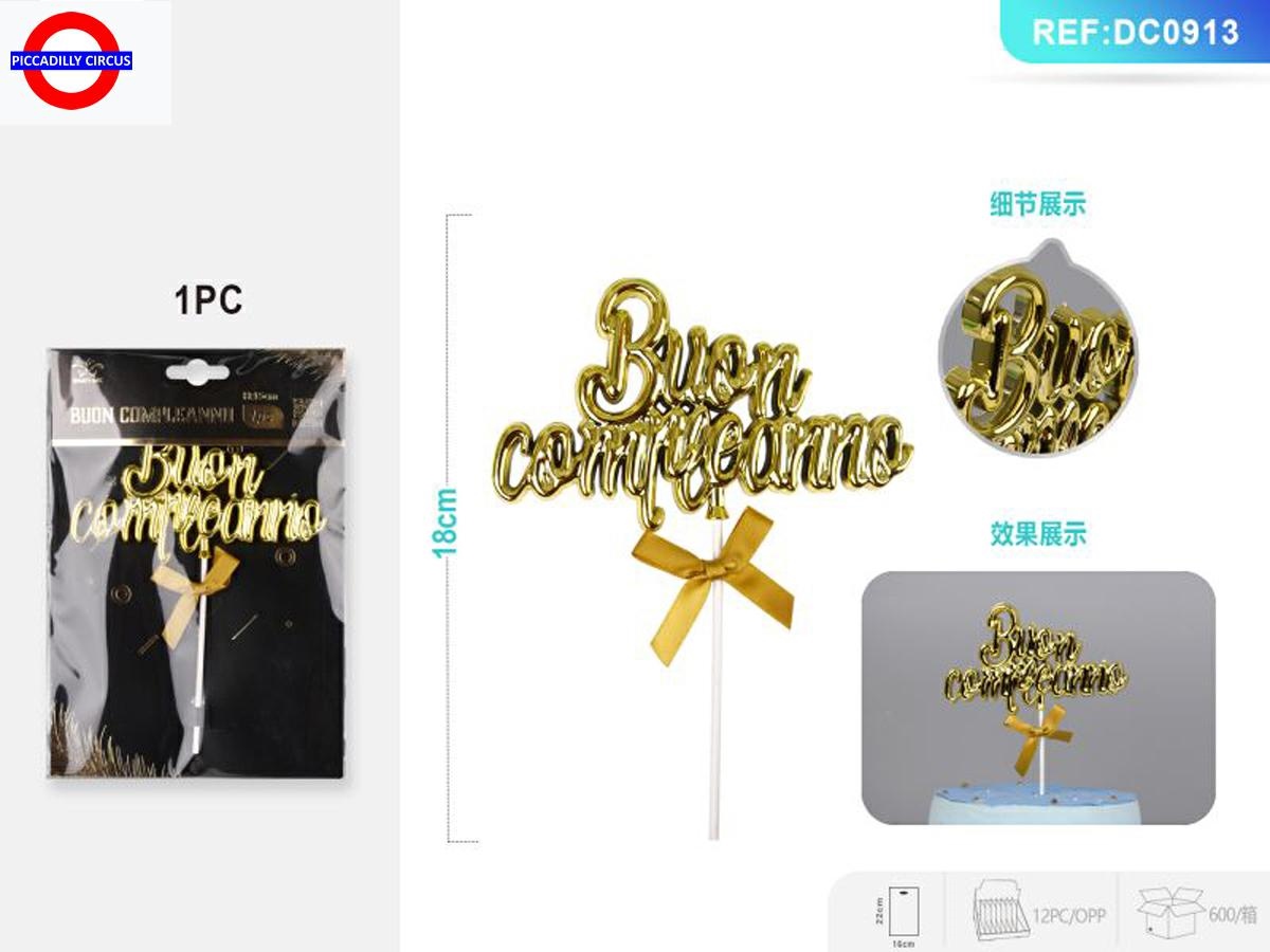 Banner Di Buon Compleanno In Corsivo Oro 3 Metri - Striscione In Cartoncino Pre-infiliato Per Decorazioni Festa Eleganti
