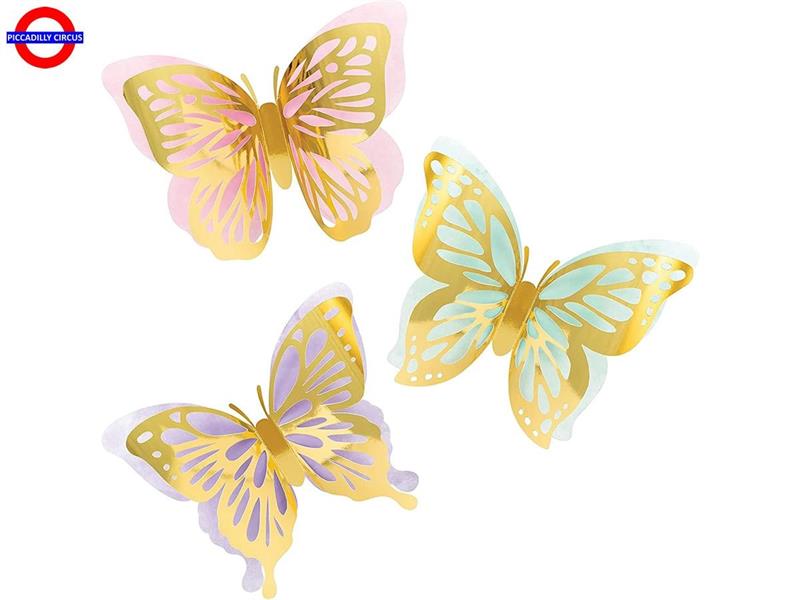 BUTTERFLY SHIMMER FARFALLE DECORATIVE CM.30X24 CF.3 PZ