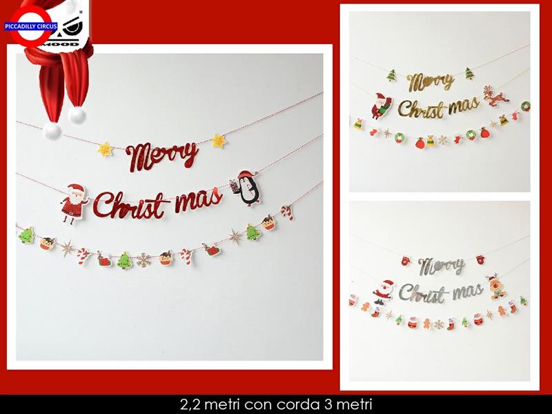 BANNER MERRY CHRISTMAS NATALE (ARGENTO)
