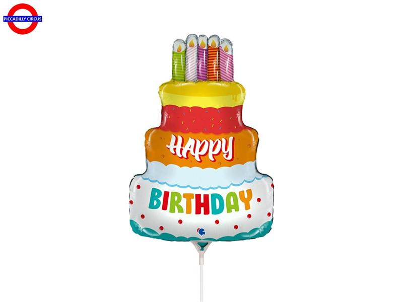 MYLAR HAPPY BIRTHDAY MINI SHAPE TORTA