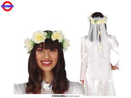 TIARA CON FIORI SPOSA VELO LUNGO