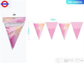 BATTESIMO ANGIOLETTO ROSA FESTONE BANDIERINE 4 MT