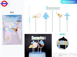 CAKE TOPPER BATTESIMO ANGIOLETTO CELESTE CM.20X13