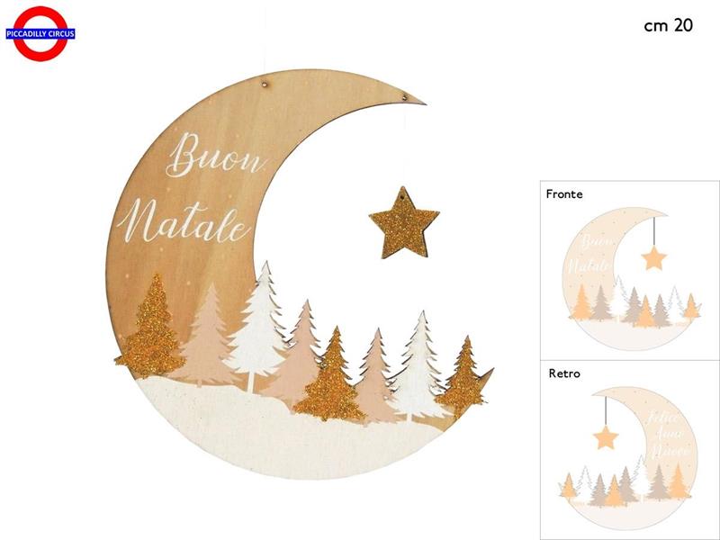 DECORAZIONE NATALE PENDENTE LUNA ORO CM.20