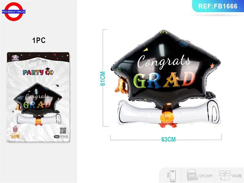 MYLAR LAUREA SUPER SHAPE CONGRATS GRAD CM.61X63