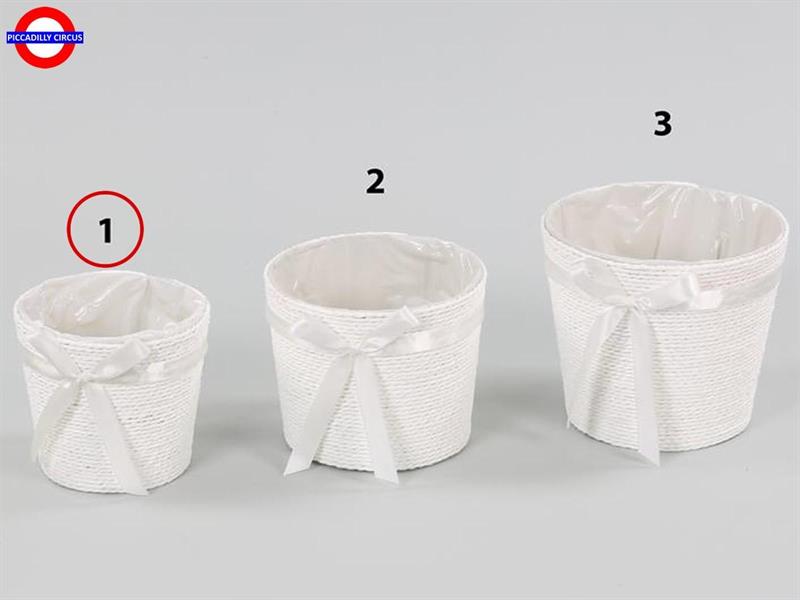 CESTINO CORDONCINO BIANCO CON FIOCCO CM.14X12