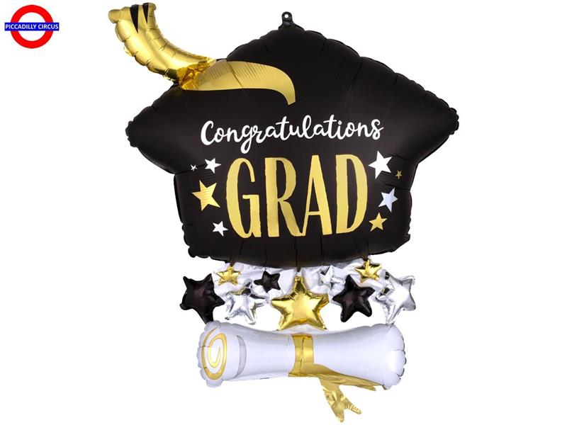 MYLAR LAUREA SUPER SHAPE CAP AND DIPLOMA 25