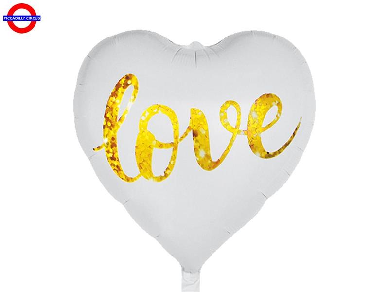 MYLAR AMORE 18 CUORE L0VE BIANCO