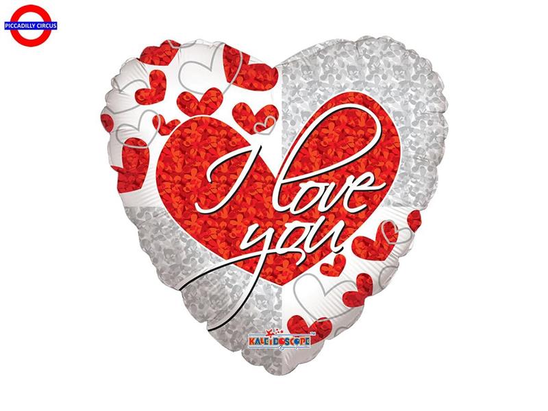 MYLAR AMORE 18 CUORE BIANCO I LOVE YOU ARGENTO ROSSO