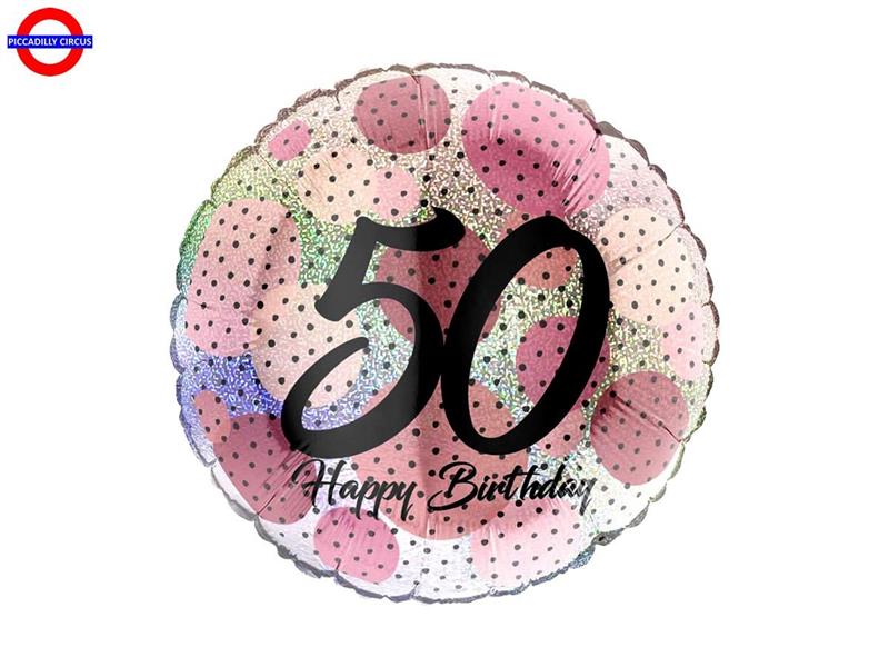 MYLAR 50 ANNI 18 FASHION DOTS ROSE