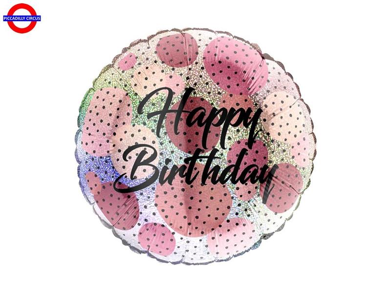 MYLAR COMPLEANNO 18 H.B. FASHION DOTS ROSE