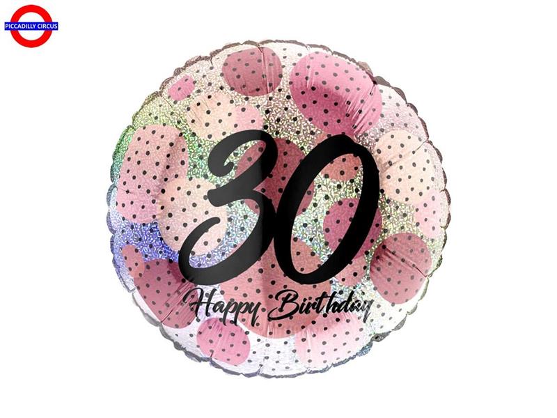 MYLAR 30 ANNI 18 FASHION DOTS ROSE