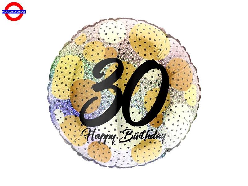 MYLAR 30 ANNI 18 FASHION DOTS GOLD