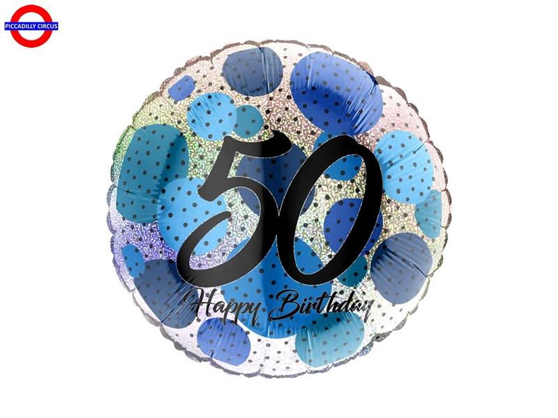 MYLAR 50 ANNI 18 FASHION DOTS BLUE