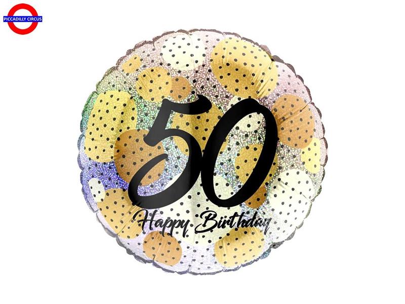 MYLAR 50 ANNI 18 FASHION DOTS GOLD