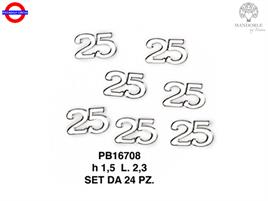 DECORAZIONE NUMERO 25 ARGENTO CM.2,3 CF.24 PZ