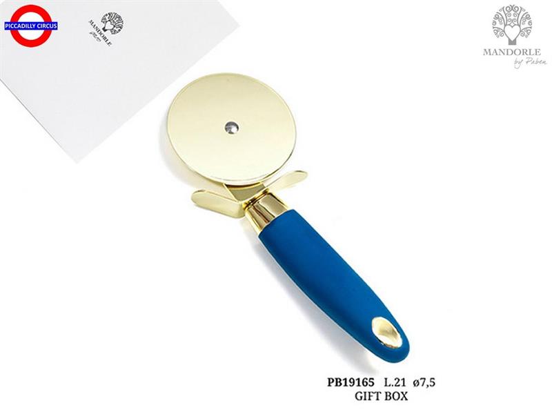 ROTELLA PER PIZZA ORO/BLU CM.21 IN GIFT BOX