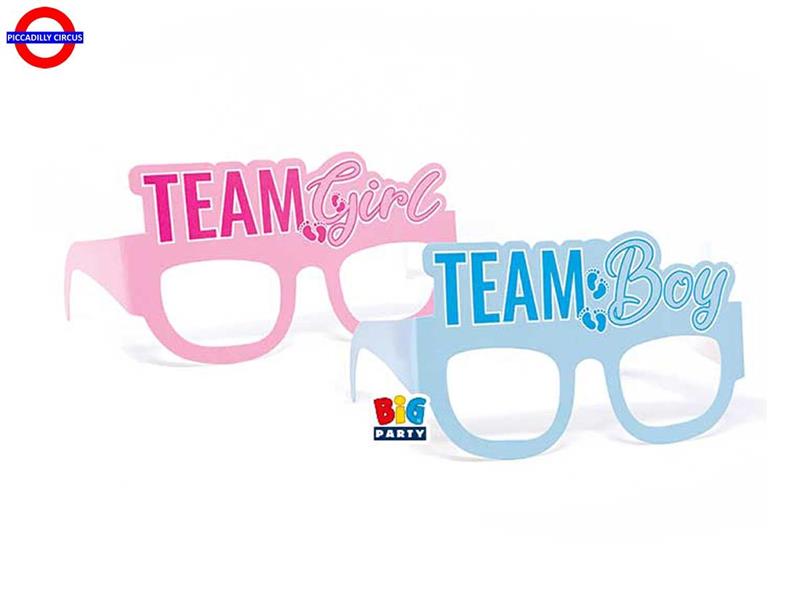 BABY SHOWER - OCCHIALI IN CARTA TEAM BOY/GIRL CF.6 PZ