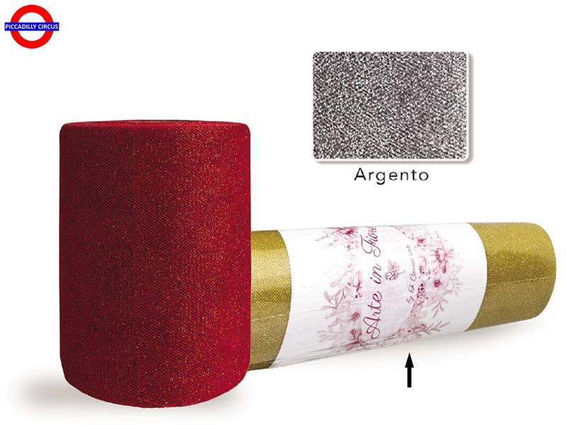 TULLE GLITTER cm25X100m ARGENTO