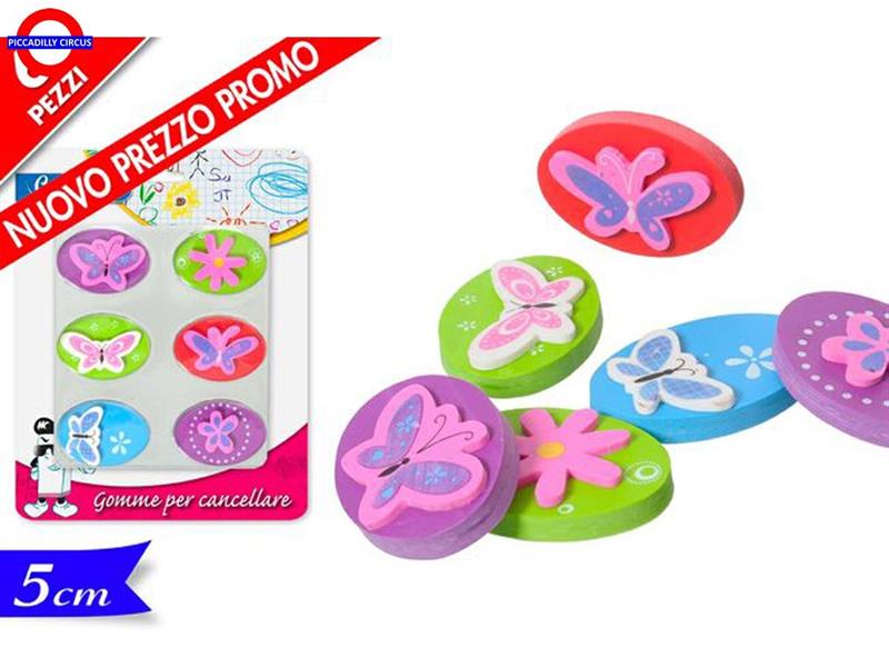 GOMMA FIORE FARFALLE 6 PEZZI