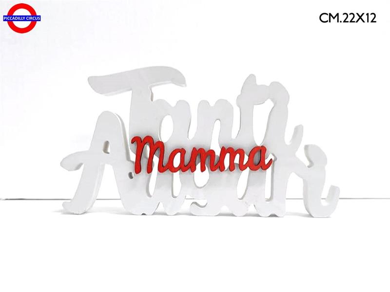 SCRITTA LEGNO TANTI AUGURI MAMMA CM.22X12