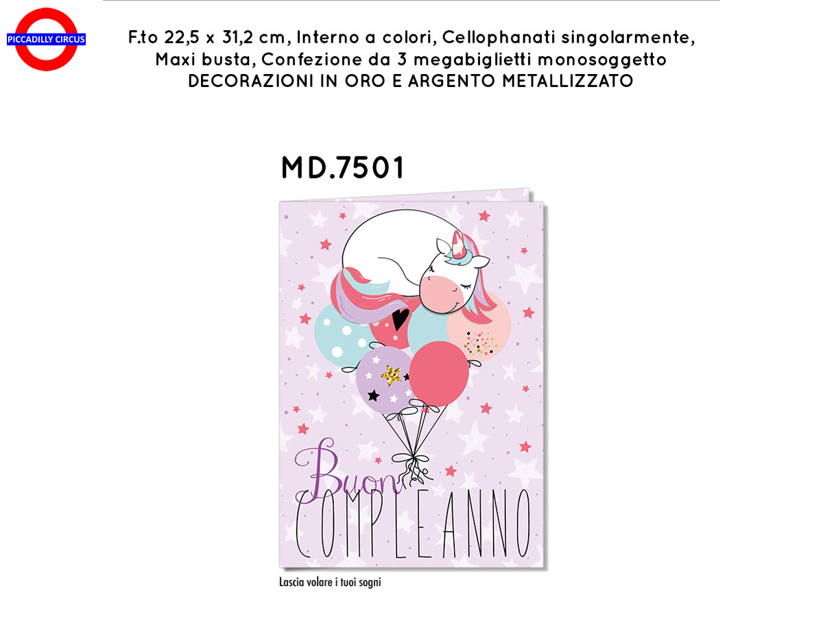 Second Ave Biglietto D'Auguri Per Bambini, Unicorno Magico, 210x148 Mm, Carta FSC
