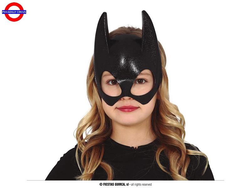  MASCHERA MEZZO VISO PIPISTRELLO NERO PER BAMBINI IN PVC