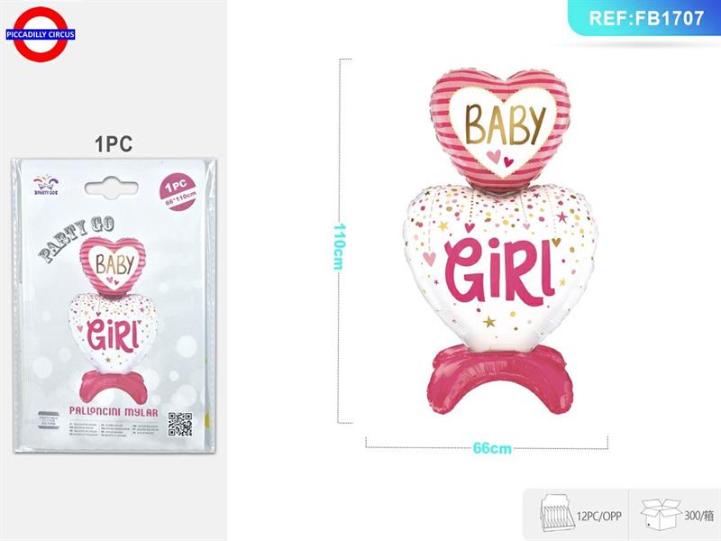 MYLAR DA TAVOLO DOPPIO CUORE BABY GIRL CM.66X110