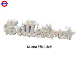 POLY LIETO EVENTO - SCRITTA BATTESIMO CELESTE CM.53X16