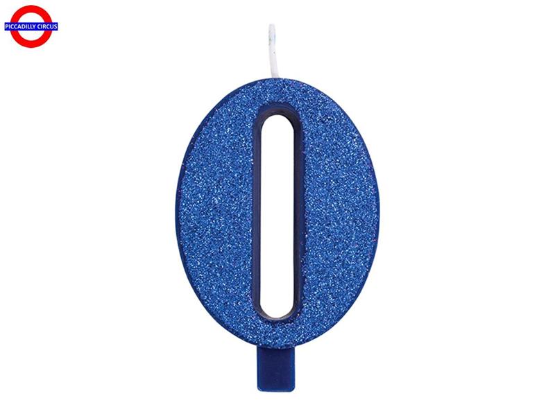 CANDELINA NUM. GLITTER BLU CM.7 N°0