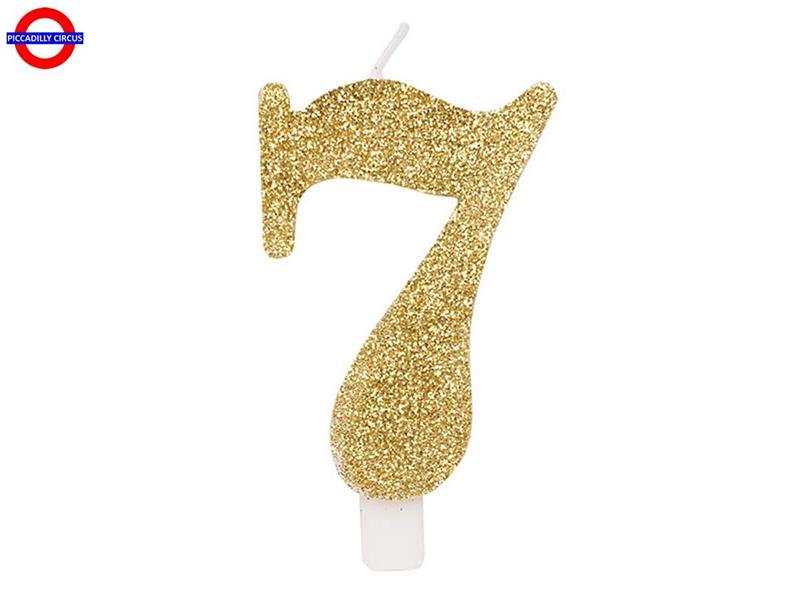 CANDELINA NUM. GLITTER ORO CM.7 N°7