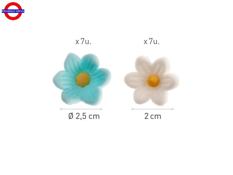 DECORAZIONE MARGHERITE BIANCHE E BLU IN P.D.Z CF.14 PZ