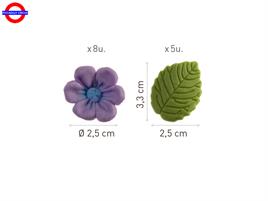 DECORAZIONE FIORI LILLA E FOGLIE VERDI P.D.Z CF.13 PZ