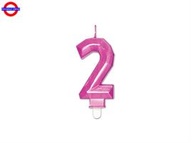 CANDELINA NUM. DIAMANT METAL FUXIA CM.9 N°2